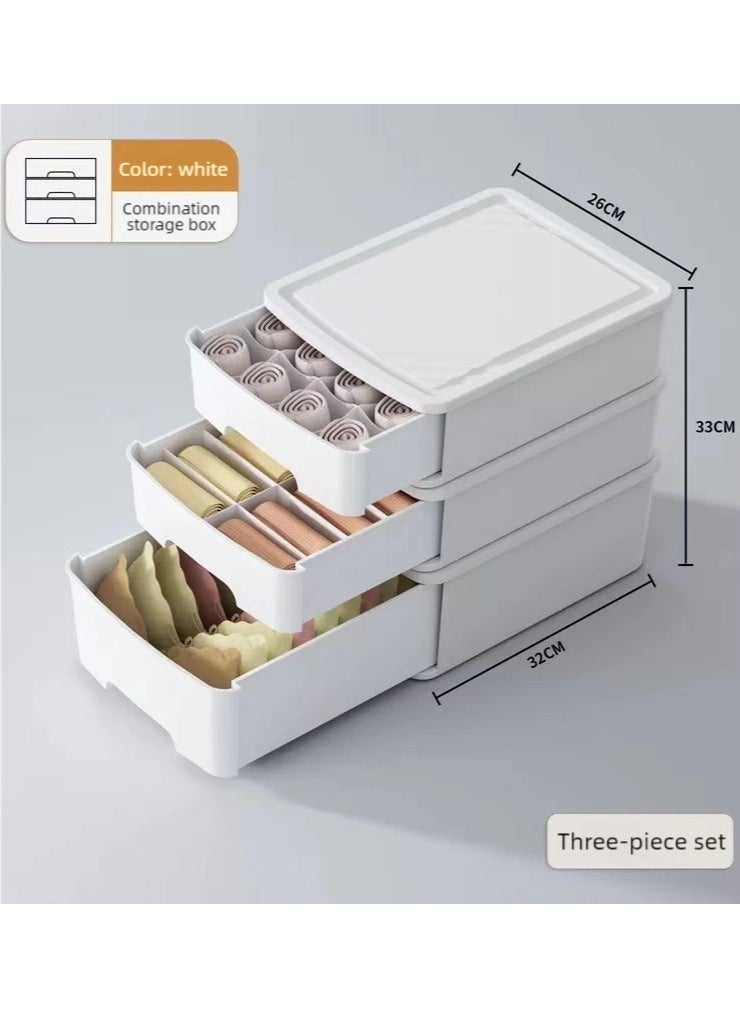 nehem 3-Piece Underwear Organizer Set - Bra Storage Box + 12-Slot Panty Organizer + 16-Compartment Sock Drawer | Space-Saving Closet Organization System - Image 2
