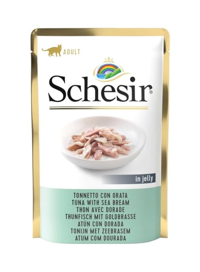 تونة القطط مع الدنيس في كيس طعام رطب بالجيلي 85 جرام