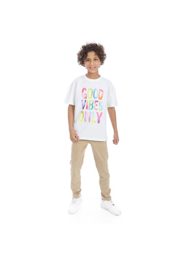 Andora Fly Zipper Button Closure Gabardine Boys Pants _ Beige - Image 2