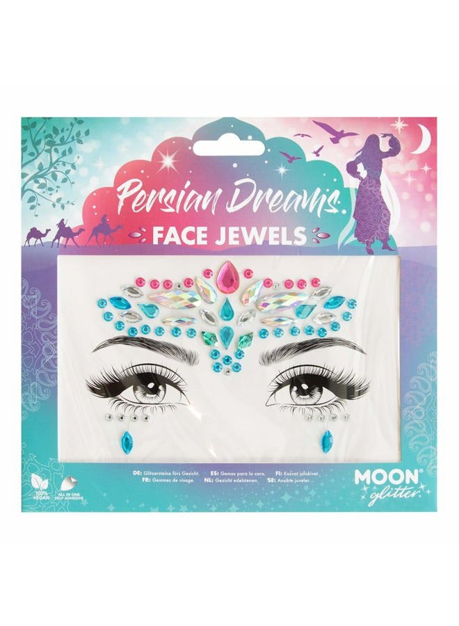 Moon Glitter Face Jewels - Festival Face Body Gems, Crystal Make up Eye Stickers, Temporary Tattoo Jewels (Persian Dreams) - Image 1