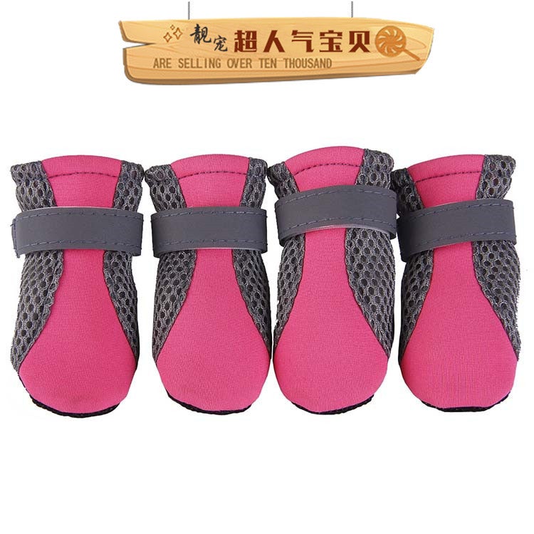 Generic Breathable Teddy Dog Shoes for Spring Summer Pink mesh shoes 