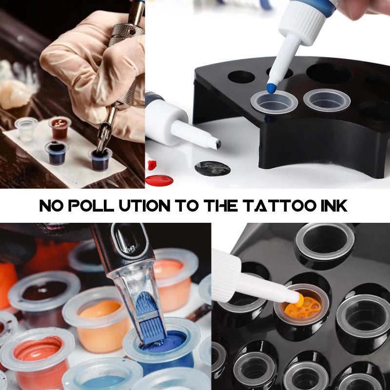 WZPB Tattoo Ink Caps with Cup Holder - 300 Mixed Size Tattoo Ink Cups 100 Small 100 Medium 100 Large with 3 Black Tattoo Ink Cap Holders Permanent Makeup Container for Tattoo Ink Tattoo Supplies - Image 5