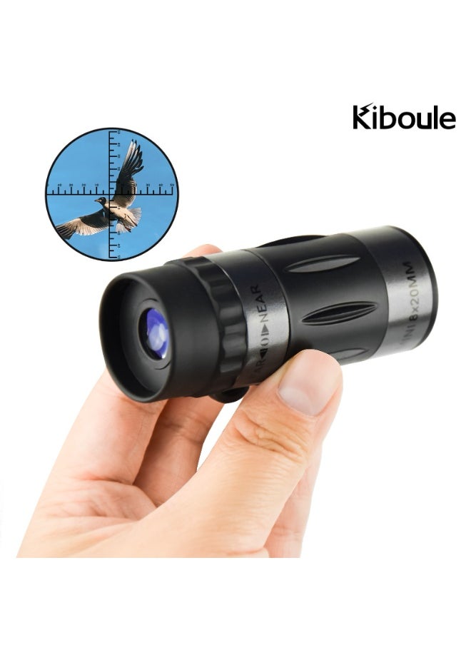 Kiboule 8X20mm Monocular Telescope, Compact Telescope High Powered Mini Pocket Monoscope HD Handheld Monocular Scope for Adults Gifts Designed for Bird Watching Hiking Hunting Black  - Image 1