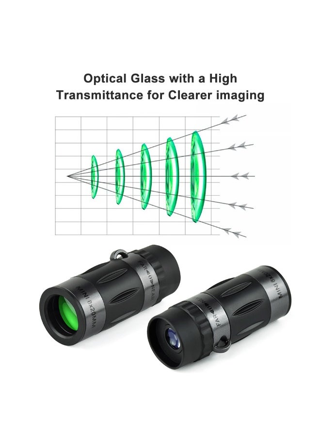 Kiboule 8X20mm Monocular Telescope, Compact Telescope High Powered Mini Pocket Monoscope HD Handheld Monocular Scope for Adults Gifts Designed for Bird Watching Hiking Hunting Black  - Image 3