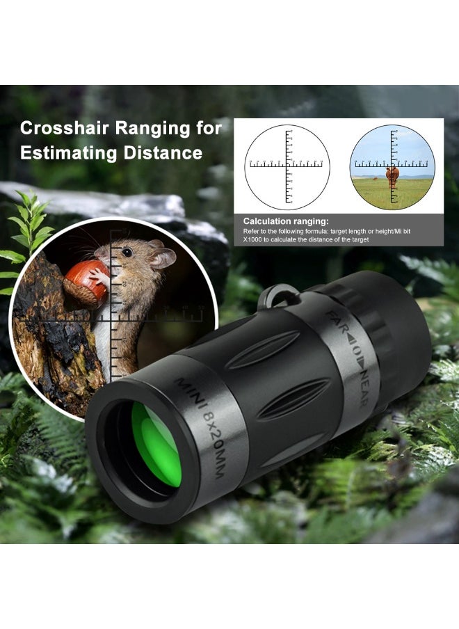 Kiboule 8X20mm Monocular Telescope, Compact Telescope High Powered Mini Pocket Monoscope HD Handheld Monocular Scope for Adults Gifts Designed for Bird Watching Hiking Hunting Black  - Image 4