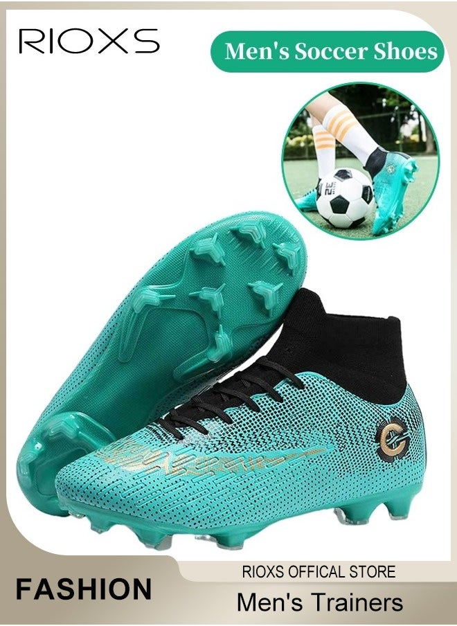 RIOXS Men's Spikes Track Trainers,Cleats Soccer Shoes For Men,Professional Competition Football Boots,Football Turf Soccer Shoes,Outdoor Non-Slip Sneakers For Teens Youth Adults,Athletic Sneaker Shoes For Racing Running Jumping Training, Mens Athlesiure Trainers  - Image 2