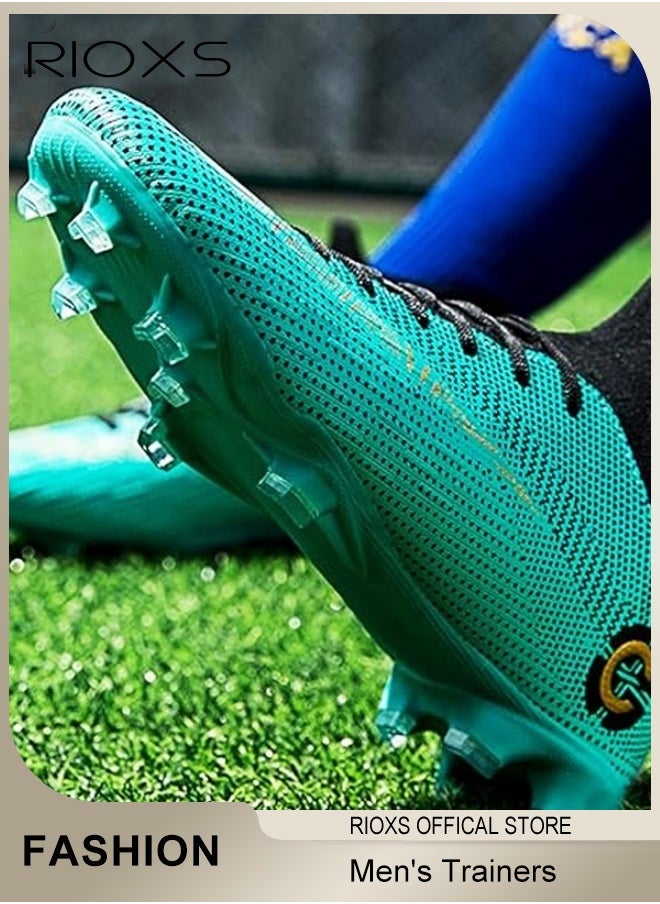 RIOXS Men's Spikes Track Trainers,Cleats Soccer Shoes For Men,Professional Competition Football Boots,Football Turf Soccer Shoes,Outdoor Non-Slip Sneakers For Teens Youth Adults,Athletic Sneaker Shoes For Racing Running Jumping Training, Mens Athlesiure Trainers  - Image 3