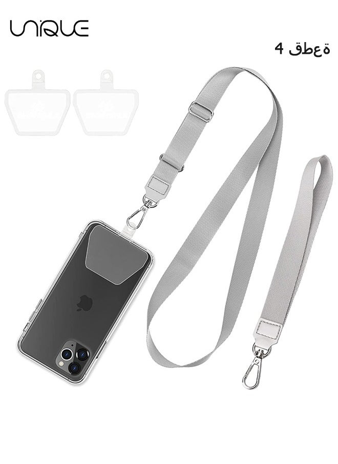 Unique Phone Lanyard, Adjustable Crossbody Around Neck Lanyard and Wrist Strap Tether Phone Charms with 2 Sticky Pads Compatible for iPhone,Samsung Galaxy and All Smartphones-Grey  - Image 1