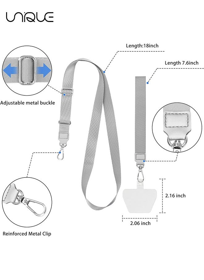 Unique Phone Lanyard, Adjustable Crossbody Around Neck Lanyard and Wrist Strap Tether Phone Charms with 2 Sticky Pads Compatible for iPhone,Samsung Galaxy and All Smartphones-Grey  - Image 2