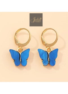 Julia Store Boho Butterfly Drop Dangle Earrings Blue Butterfly Huggie Hoop Earrings Tiny Butterfly Earrings Gold Drop Earrings Jewelry for Women and Girls By Julia Store  - Image 5