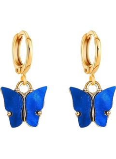Julia Store Boho Butterfly Drop Dangle Earrings Blue Butterfly Huggie Hoop Earrings Tiny Butterfly Earrings Gold Drop Earrings Jewelry for Women and Girls By Julia Store  - Image 1