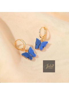 Julia Store Boho Butterfly Drop Dangle Earrings Blue Butterfly Huggie Hoop Earrings Tiny Butterfly Earrings Gold Drop Earrings Jewelry for Women and Girls By Julia Store  - Image 4