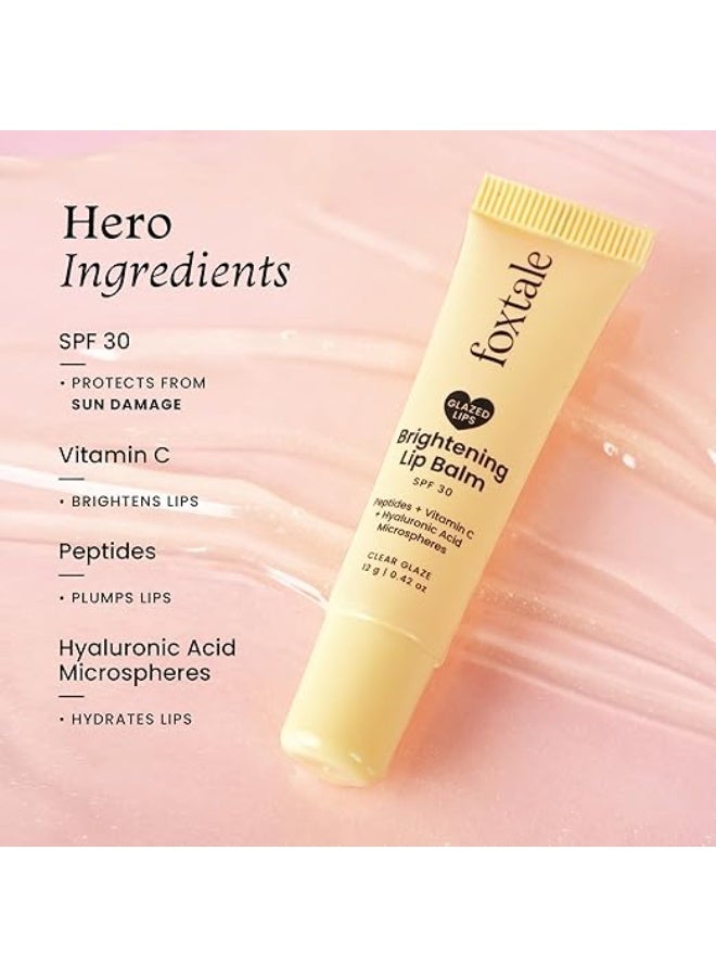 foxtale Brightening SPF30 Lip Balm with Peptides, Vitamin C & Hyaluronic Acid | Brightens Lips | Reduces Pigmentation | Hydrates Lips | SPF Lip Balm | Tinted Lip Balm - Clear Glaze 12gm - Image 2
