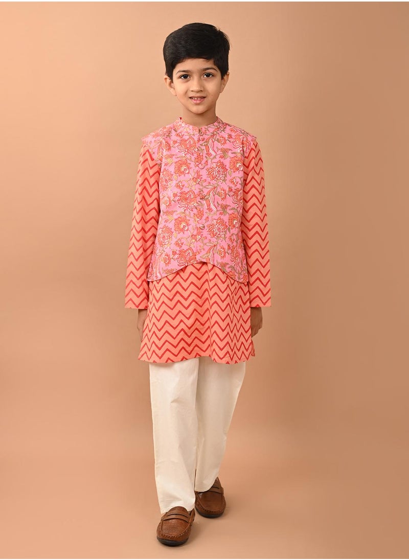 LILPICKS - Printed Kurta Pajama Set with Nehru Jacket - Image 1