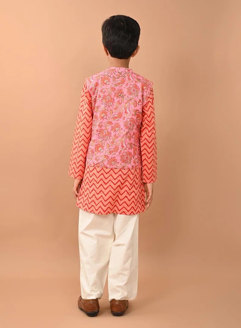 LILPICKS Printed Kurta Pajama Set with Nehru Jacket