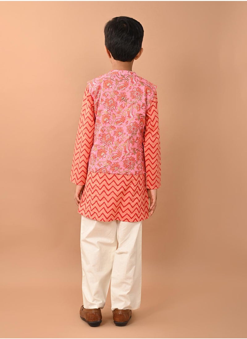 LILPICKS - Printed Kurta Pajama Set with Nehru Jacket - Image 1