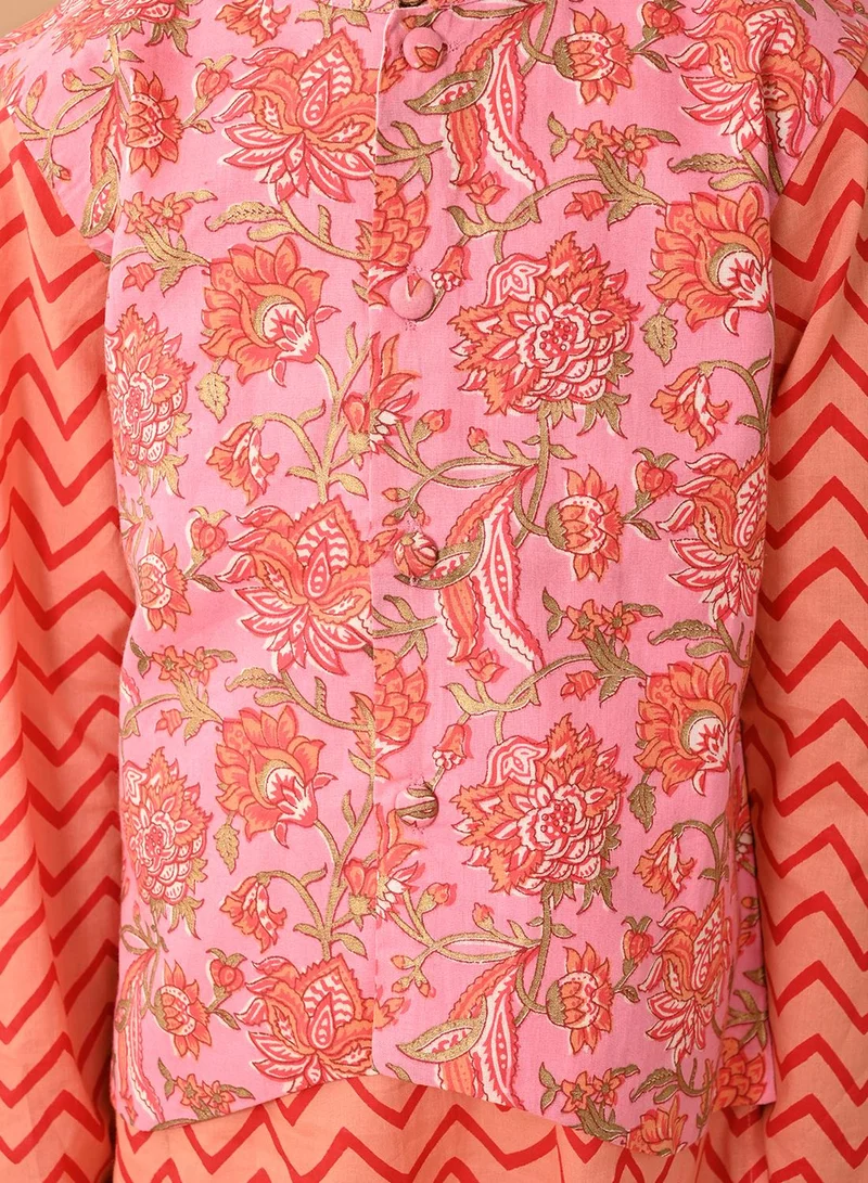 LILPICKS Printed Kurta Pajama Set with Nehru Jacket