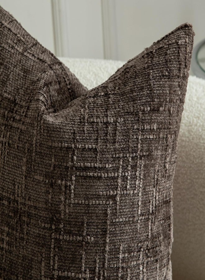 Mandioo Pack of 2 Solid Decorative Soft Chenille Coffee Cushion Covers 40x40cm 16x16 Inch Lumbar Accent Solid Throw Pillow Case Soft Cozy Luxury Pillow Covers for Sofa Couch Bedroom - Image 3