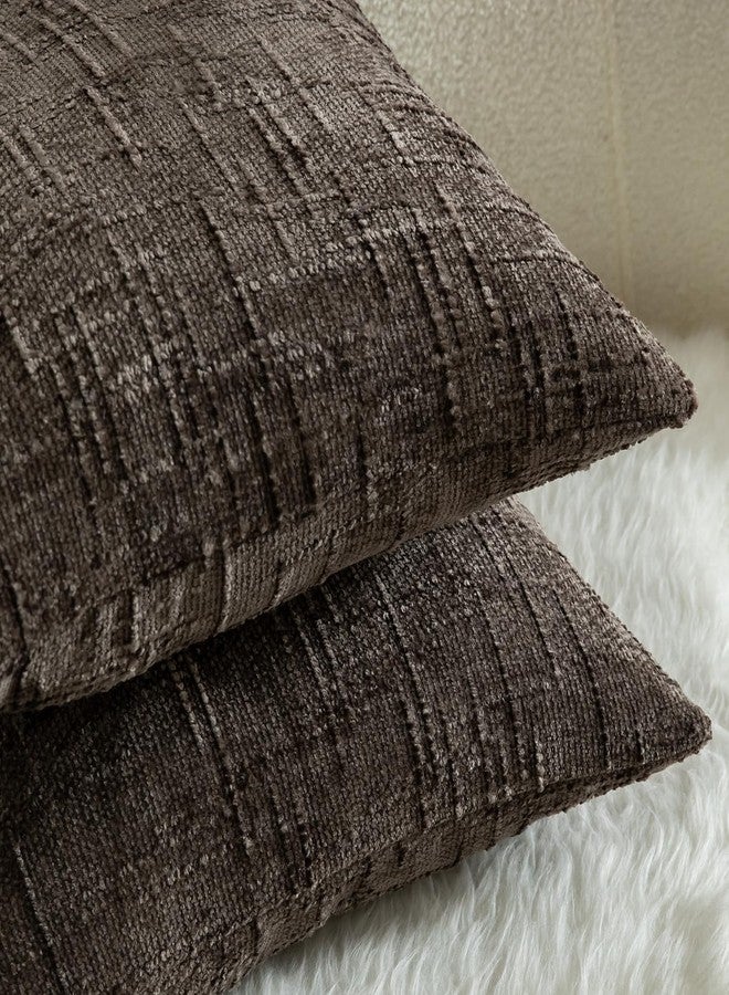 Mandioo Pack of 2 Solid Decorative Soft Chenille Coffee Cushion Covers 40x40cm 16x16 Inch Lumbar Accent Solid Throw Pillow Case Soft Cozy Luxury Pillow Covers for Sofa Couch Bedroom - Image 5