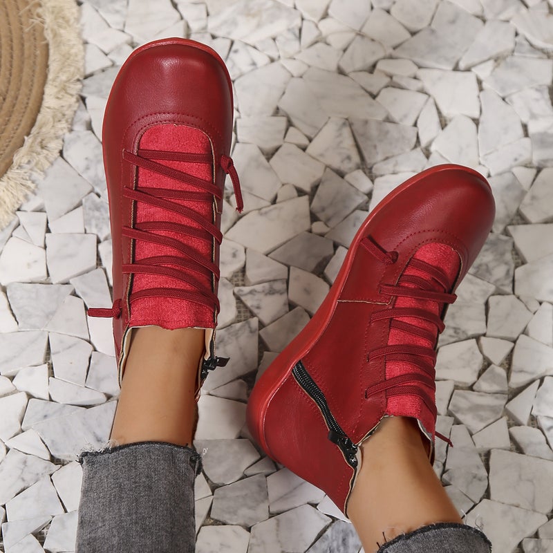 Cross-border Hot New plus size Martin Boots Women's Mid-top Fashion Good Match European and American Short Boots Casual Boots Flat Autumn and Winter - Image 5