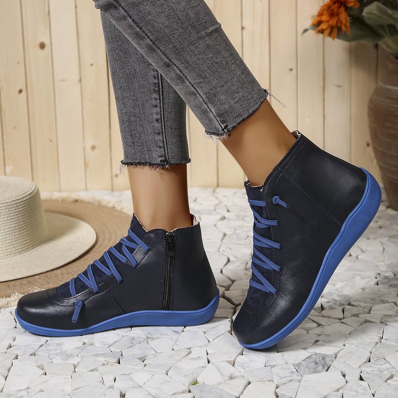 Cross-border Hot New plus size Martin Boots Women's Mid-top Fashion Good Match European and American Short Boots Casual Boots Flat Autumn and Winter - Image 4