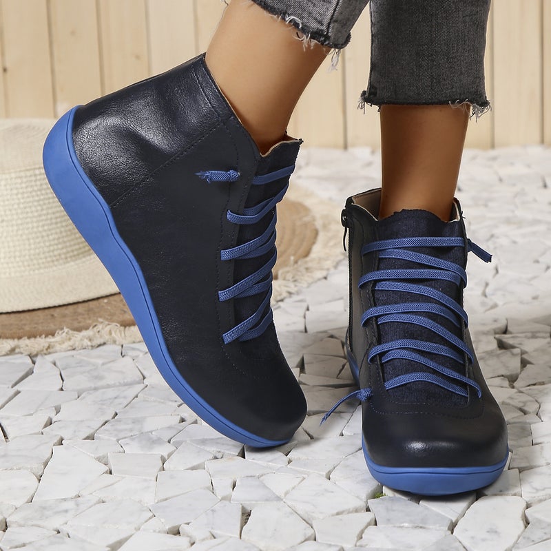 Cross-border Hot New plus size Martin Boots Women's Mid-top Fashion Good Match European and American Short Boots Casual Boots Flat Autumn and Winter - Image 1
