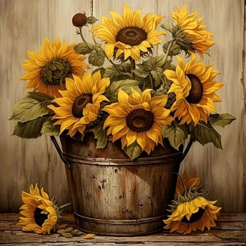 MOMDEDP Sunflowers Diamond Painting Kits for Adults,5D Sunflower Flowers Diamond Art Kits for Beginners,DIY Full Drill Diamond Gem Art with Painting Kits for Home Wall Decor 12 x 12 Inch - Image 1
