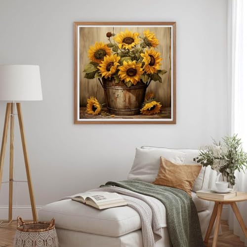 MOMDEDP Sunflowers Diamond Painting Kits for Adults,5D Sunflower Flowers Diamond Art Kits for Beginners,DIY Full Drill Diamond Gem Art with Painting Kits for Home Wall Decor 12 x 12 Inch - Image 3