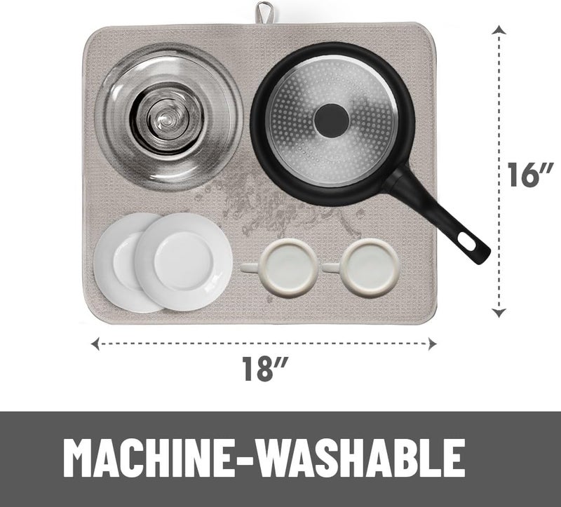 Bellemain XXL Dish Mat Microfiber Dish Drying Mat, Super absorbent (Light Grey, 16" x 18") - Image 3