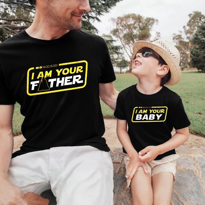 JinTing Dad and Son Matching Shirts I Am Your Baby Shirt Family Matching Outfits Family Vacation Casual Short Sleeve Top Black - Image 5