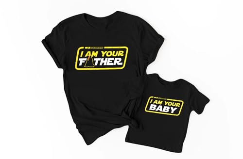 JinTing Dad and Son Matching Shirts I Am Your Baby Shirt Family Matching Outfits Family Vacation Casual Short Sleeve Top Black - Image 1