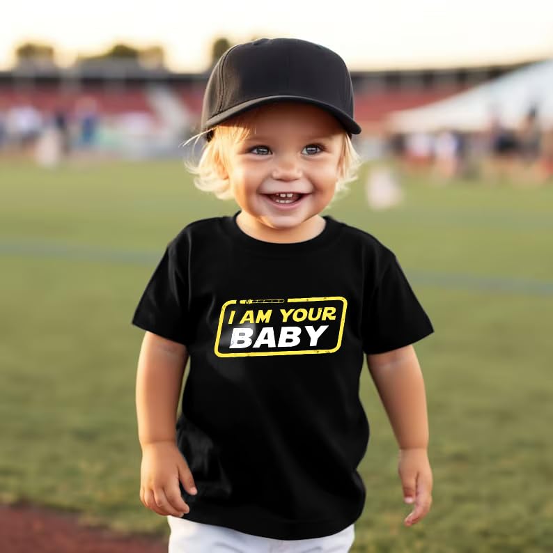 JinTing Dad and Son Matching Shirts I Am Your Baby Shirt Family Matching Outfits Family Vacation Casual Short Sleeve Top Black - Image 3