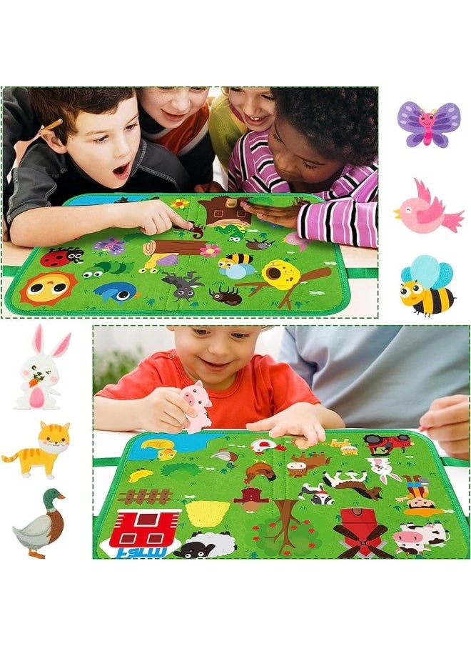 BeYumi BeYumi 2 Sets Farm Insect Animals Travel Felt Board Portable Bug Insect Farm Animals Flannel Storytelling Playset Story Teaching Aid Early Learning Interactive Play Kit for Preschool Toddlers 49 Pcs  - Image 3