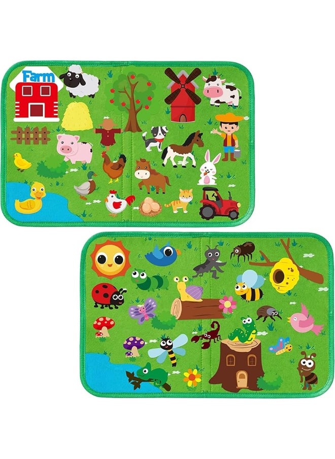 BeYumi BeYumi 2 Sets Farm Insect Animals Travel Felt Board Portable Bug Insect Farm Animals Flannel Storytelling Playset Story Teaching Aid Early Learning Interactive Play Kit for Preschool Toddlers 49 Pcs  - Image 4