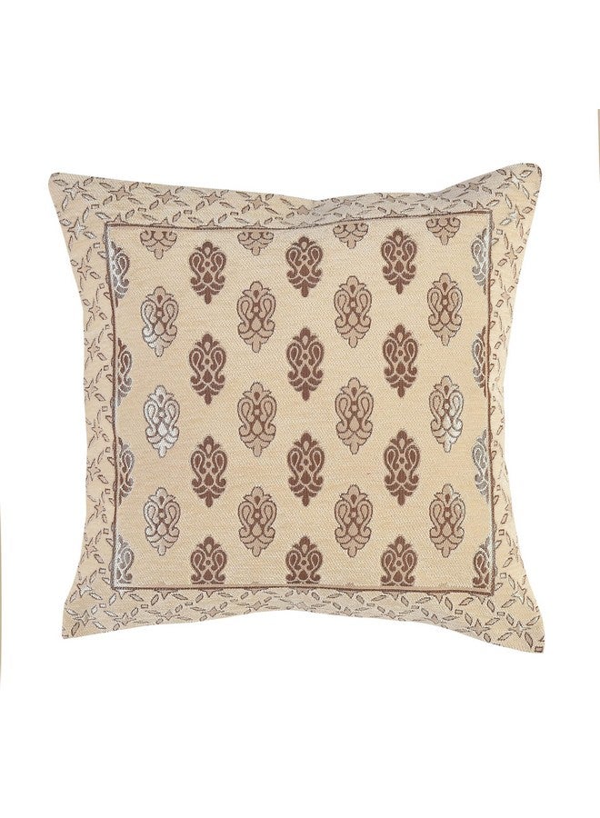 FRESH FROM LOOM Jacquard Soft Velvet Cushion Covers | Hypo-Allergenic | Washable | Non-Fade Diwan Sofa Pillow Covers For Home (Size - 16 X16 Inch, Color - Cream) - Set Of 5Pc, 240 TC - Image 3