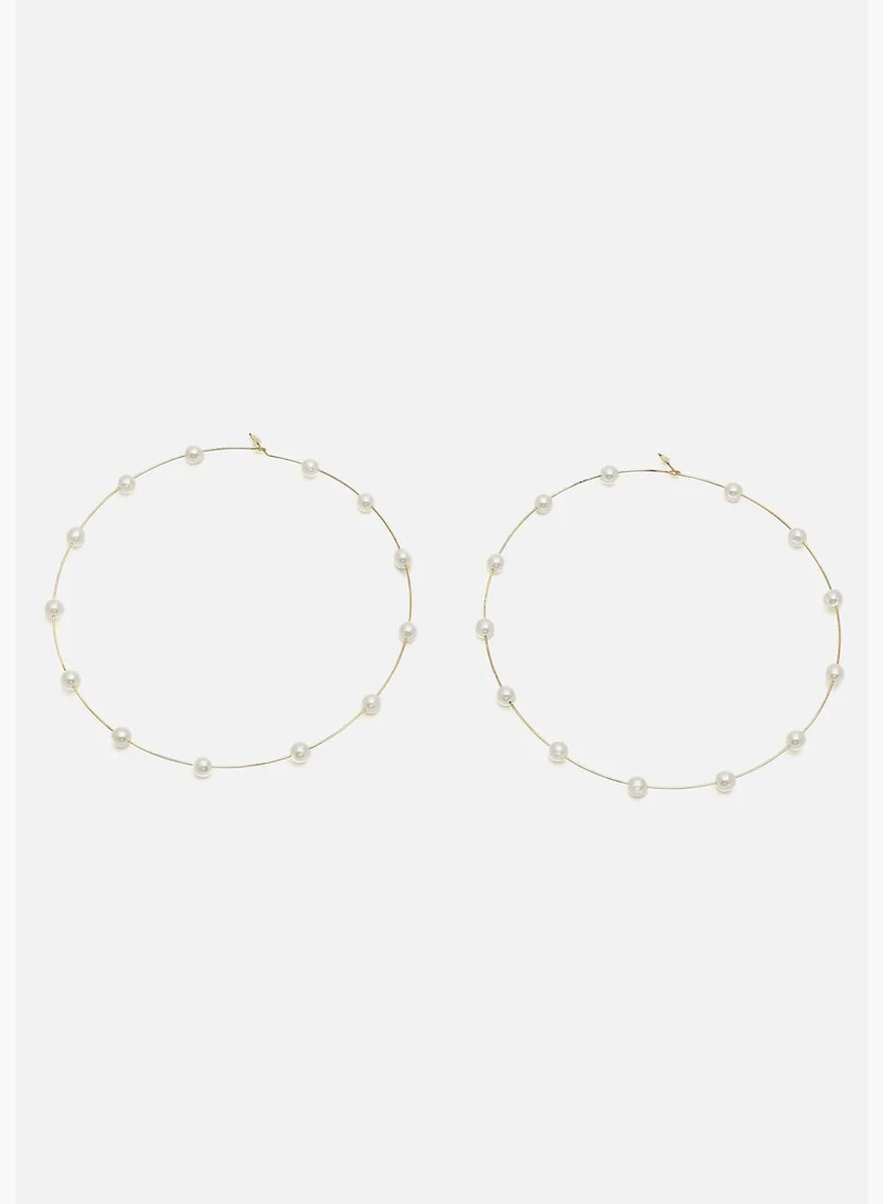 SOHI Gold Plated Pearls Hoop Earring