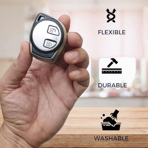 KEYCEPT TPU Leather Key Cover Suitable with Swift|Ertiga|Balen|WagonR|Brezza|Scross|Celerio|Fronx|XL6|Ciaz|Alto K10|S Presso|Ignis|Grand Vitara|Dzire|Jimny 2B Remote Key. (Keychain 1, Silver) - Image 5