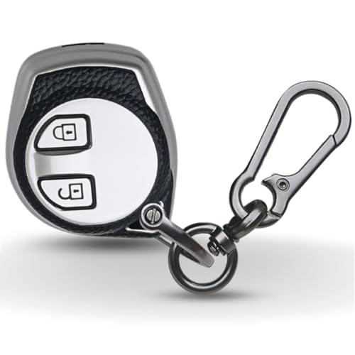 KEYCEPT TPU Leather Key Cover Suitable with Swift|Ertiga|Balen|WagonR|Brezza|Scross|Celerio|Fronx|XL6|Ciaz|Alto K10|S Presso|Ignis|Grand Vitara|Dzire|Jimny 2B Remote Key. (Keychain 1, Silver) - Image 1