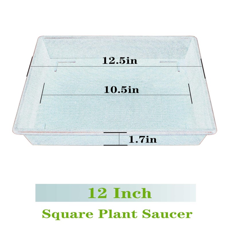NIMYAU Square Plant Saucer 12 Inch 2 Pack 6 8 10 12 14 16 18 20 Inch, Plant Trays for Pots Heavy Duty Plastic Plant Saucers for Indoors Outdoors, Flower Pot No Holes Plant Drip Trays - Image 2
