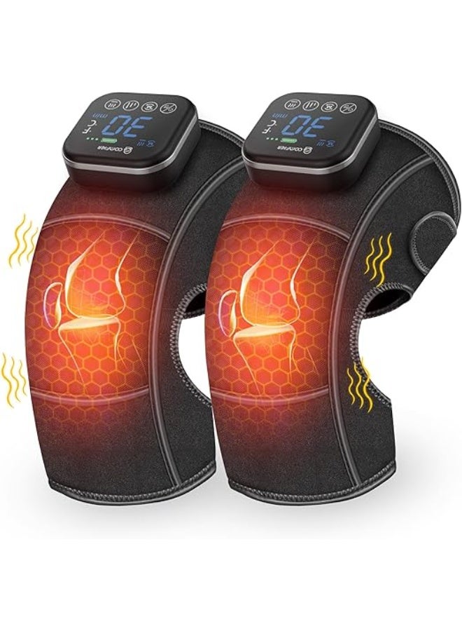 مدلك الركبة اللاسلكي مع حرارة – وسادة تدفئة ودلك 3 في 1 للركبة مع اهتزاز، 3 أوضاع اهتزاز و3 مستويات شدة قابلة للتعديل لتخفيف الألم - Image 1