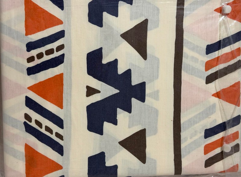 Flat Bed Sheet Set 4 Pieces Cotton Amreya Size 160cm - Geometric Shapes Multi Color - Includes 1 Sheet, 1 Pillow Case and 2 Khaddadia - Made in Egypt - Image 2