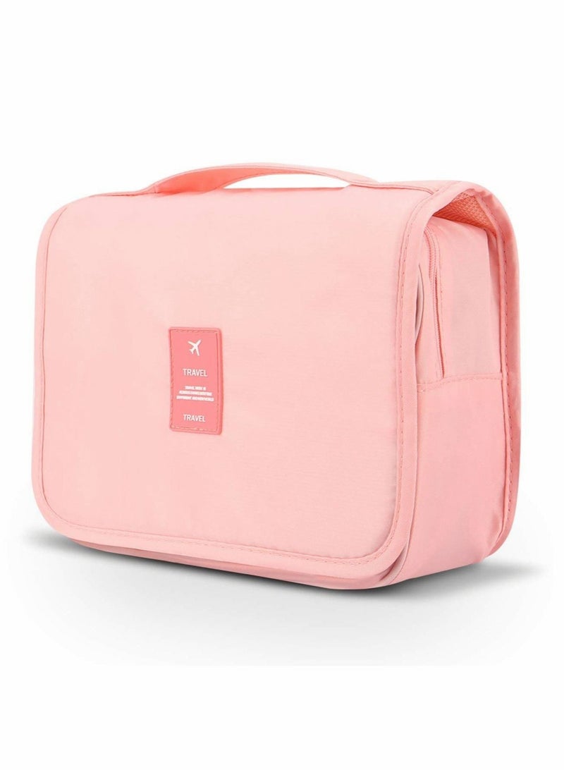 Hanging Toiletry Bag - Large Cosmetic Makeup Travel Organizer for Men & Women with Sturdy Hook Pink - Image 1