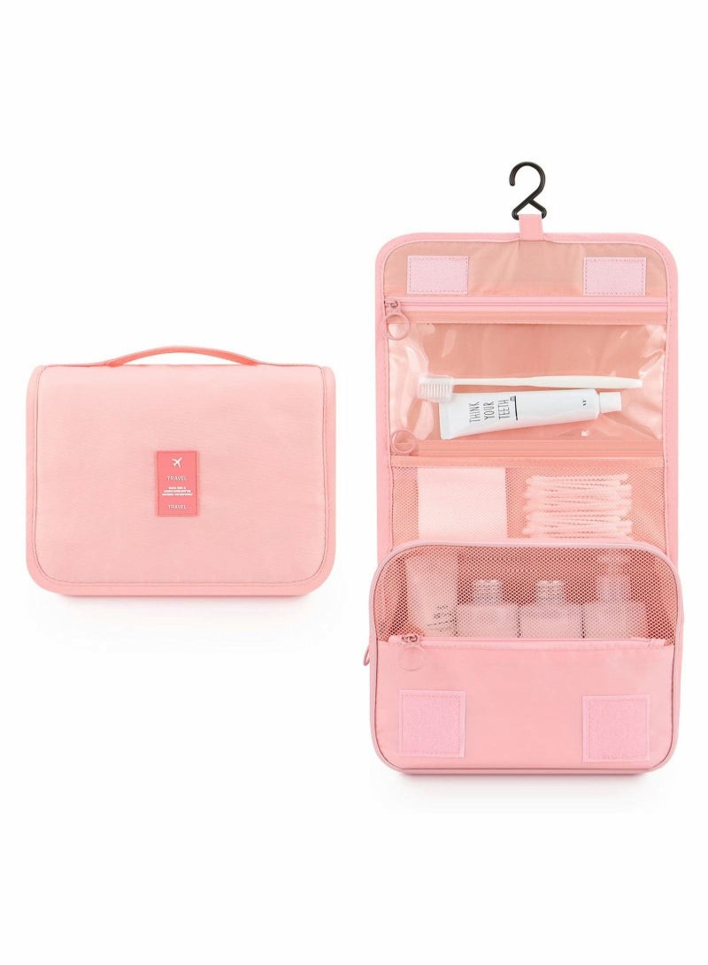 Hanging Toiletry Bag - Large Cosmetic Makeup Travel Organizer for Men & Women with Sturdy Hook Pink - Image 2
