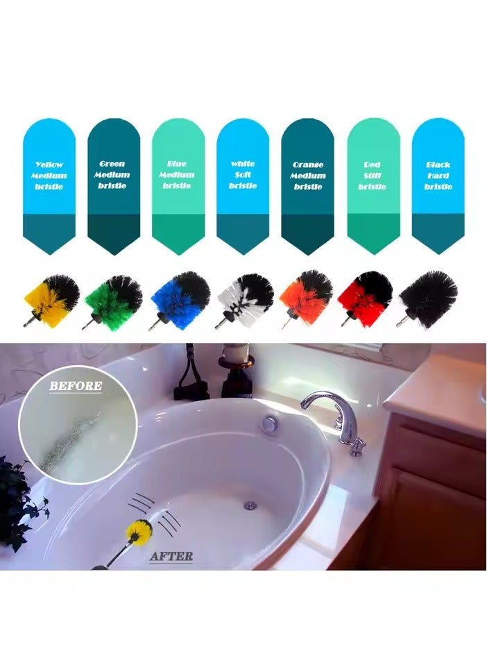 Loquat 24-Piece Drill Brush Attachment Set - Power Scrubber Brush Cleaning Kit - Multi-Purpose Drill Brush with Curtain Cleaning Dusting Brush for Bathroom Surfaces, Grout, Floors, Tubs, Showers, Tiles, Ki - Image 5