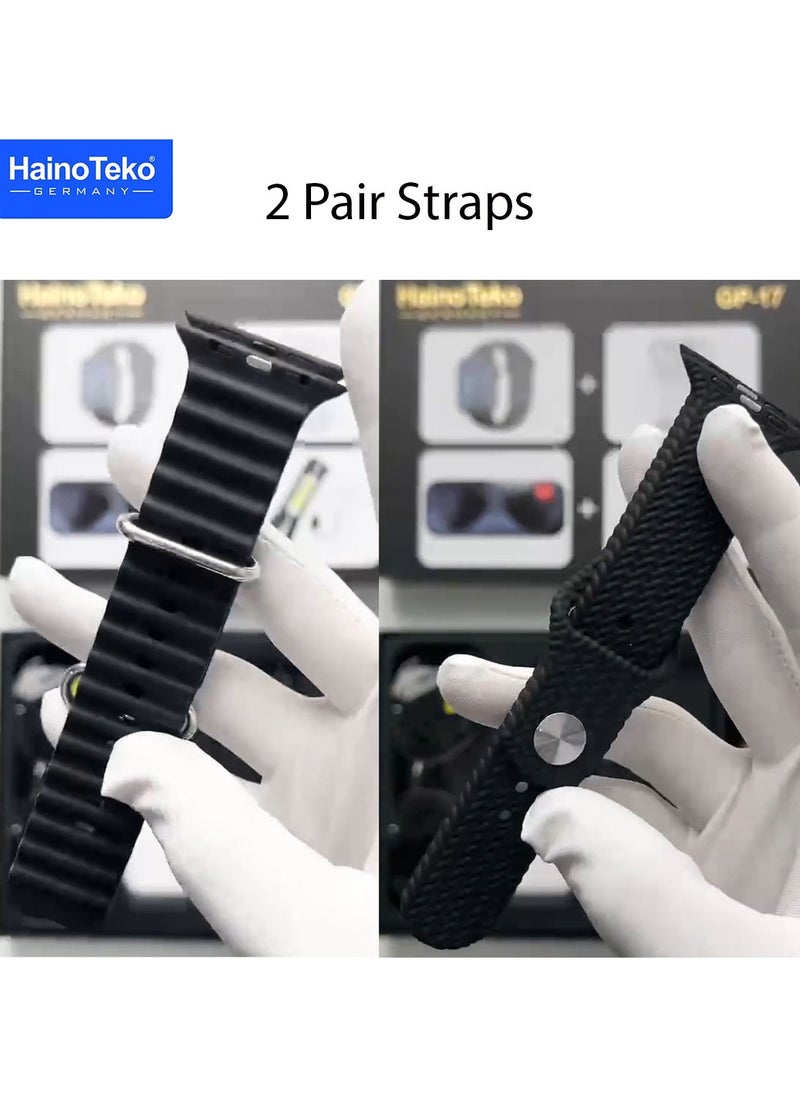 Haino Teko Haino Teko Germany GP17 Full Screen Display Series 9 Smart Watch Wireless Bluetooth Earphone LED Torch Lamp and Sun Glass Combo For Men  - Image 3