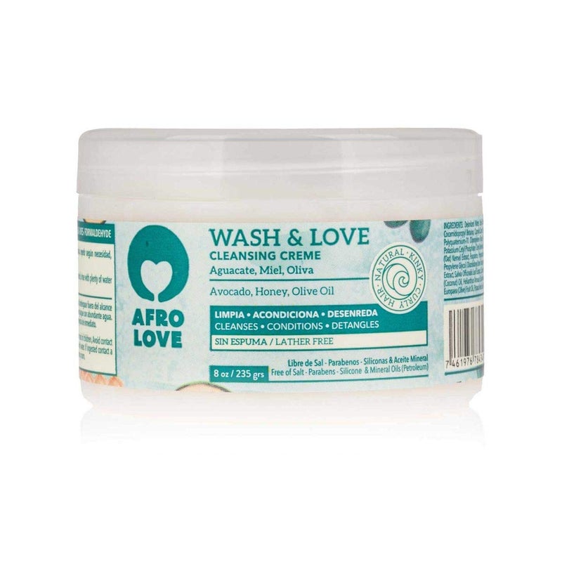 Afro Love Wash & Love Cleansing Creme Co-Wash 8oz â€“ Lather-Free Conditioner for Curly, Coily & Wavy Hair â€“ Hydrating & Nourishing with Avocado, Honey & Olive Oil â€“ Sulfate-Free, Paraben-Free - Image 1