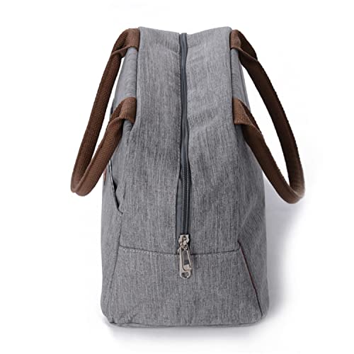 House of Quirk Insulated Reusable Lunch Bag Tote Bag for Women Printed Lunch Bag for School Picnic Office Outdoor Gym (Large Grey) (Nylon) - Image 5