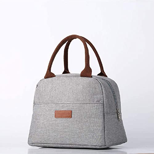 House of Quirk Insulated Reusable Lunch Bag Tote Bag for Women Printed Lunch Bag for School Picnic Office Outdoor Gym (Large Grey) (Nylon) - Image 1