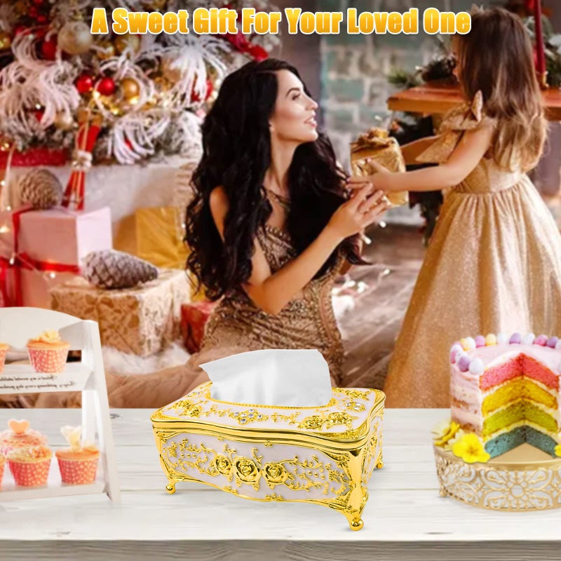 Carooyac Gold Tissue Box Cover Holder Square, Modern Decorative Tissue Box Holder Rectangular Facial Tissue Holder, Home Decor for Kitchen, Office, Living Room, Bathroom, Bedroom Vanity Countertops - Image 4