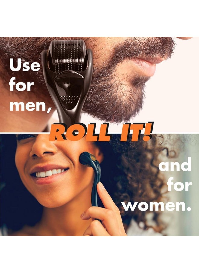 Rubab Men 1mm Derma Roller for Hair Growth | 540 Titanium Alloy Needles Activates Collagen & Follicles Growth Thereby Boosting Hair Regrowth & Better Facial Skin Tone | Comes with Travel Case